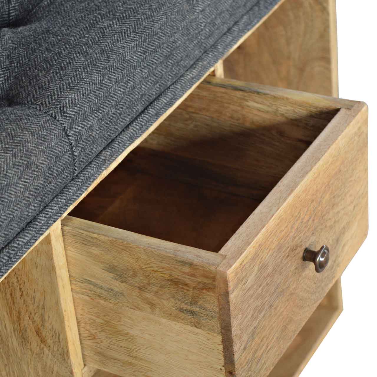 Banc noir tweed 1 Tiroirs