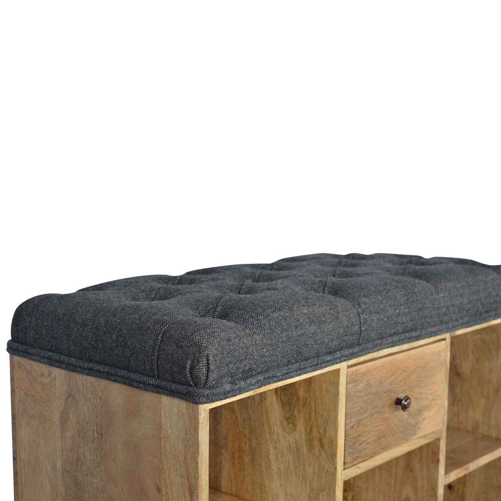 Banc noir tweed 1 Tiroirs