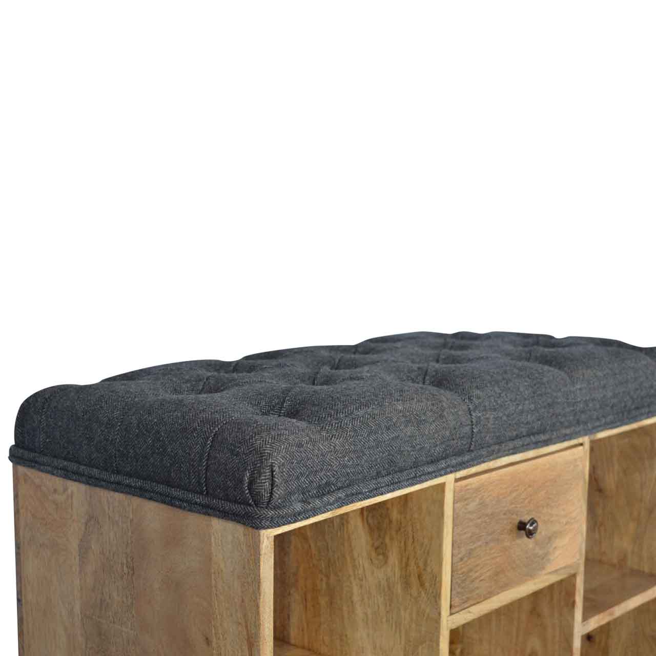 Banc noir tweed 1 Tiroirs