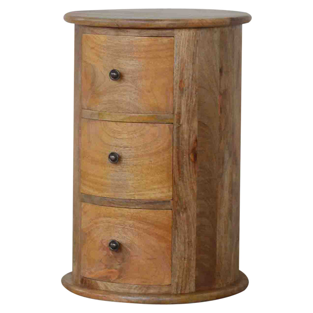 Commode Tambour Ronde 3 Tiroirs Finition Chêne