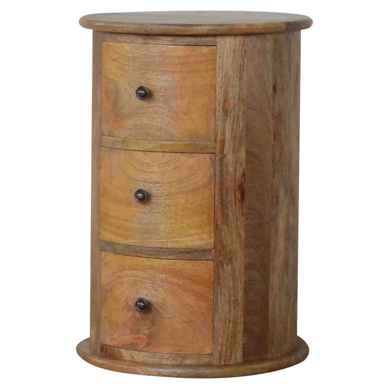Commode Tambour Ronde 3 Tiroirs Finition Chêne