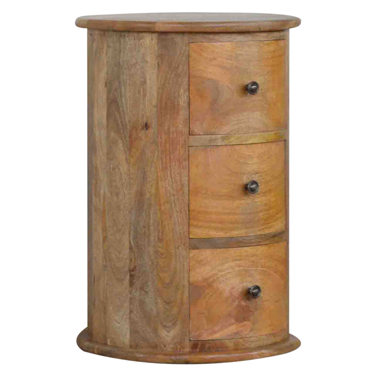 Commode Tambour Ronde 3 Tiroirs Finition Chêne