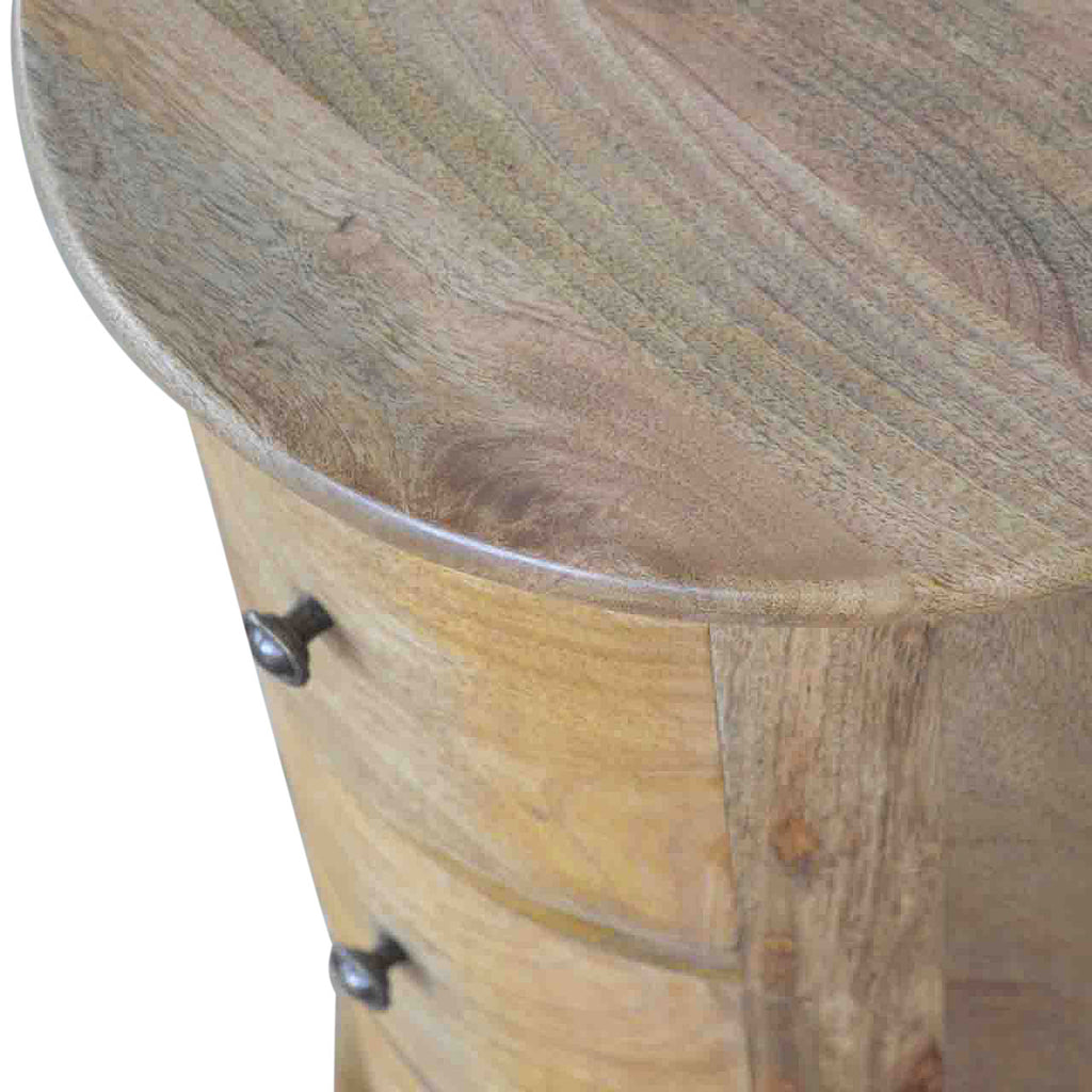 Commode Tambour Ronde 3 Tiroirs Finition Chêne