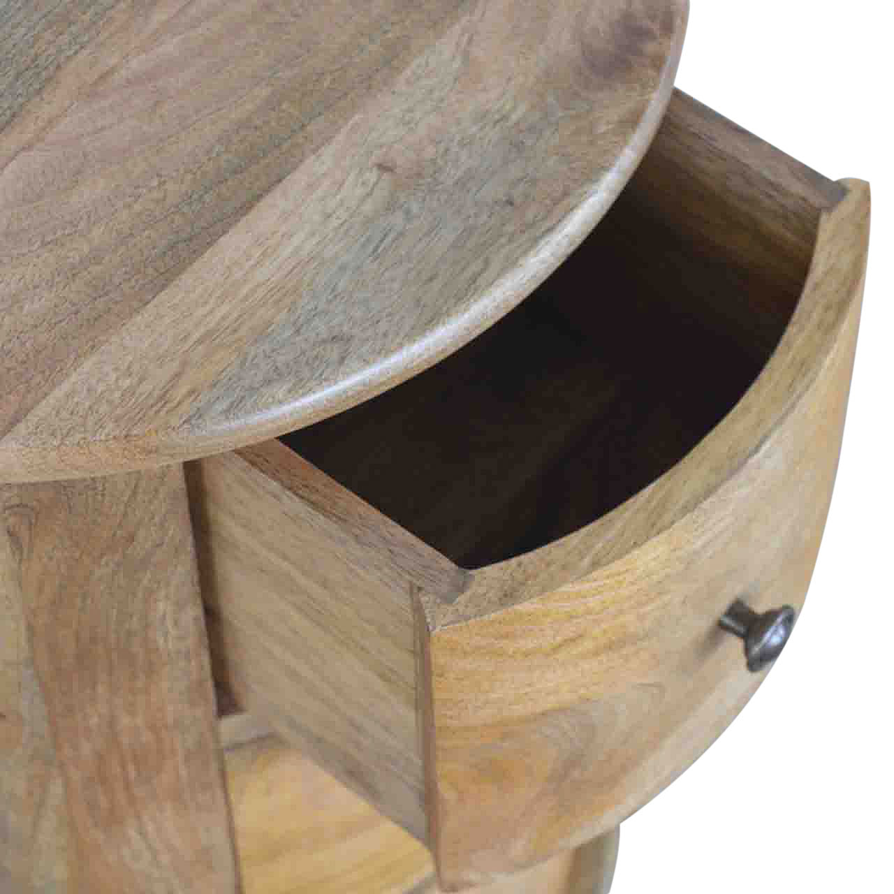 Commode Tambour Ronde 3 Tiroirs Finition Chêne