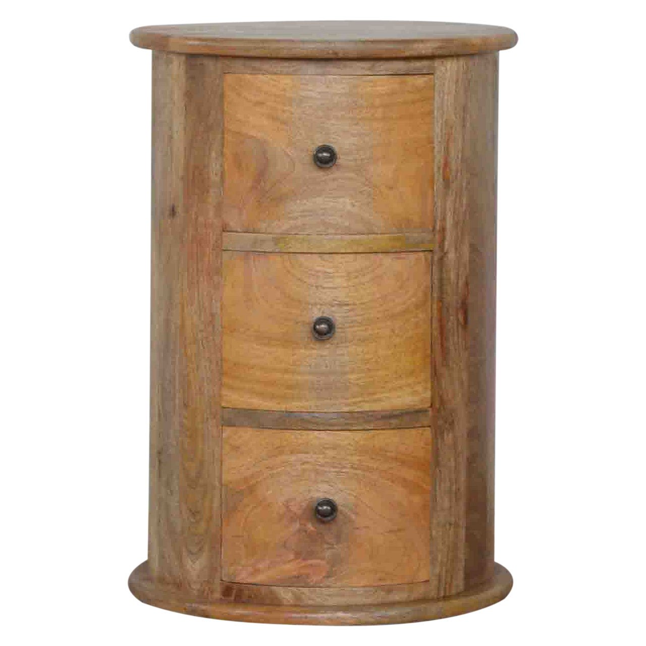 Commode Tambour Ronde 3 Tiroirs Finition Chêne