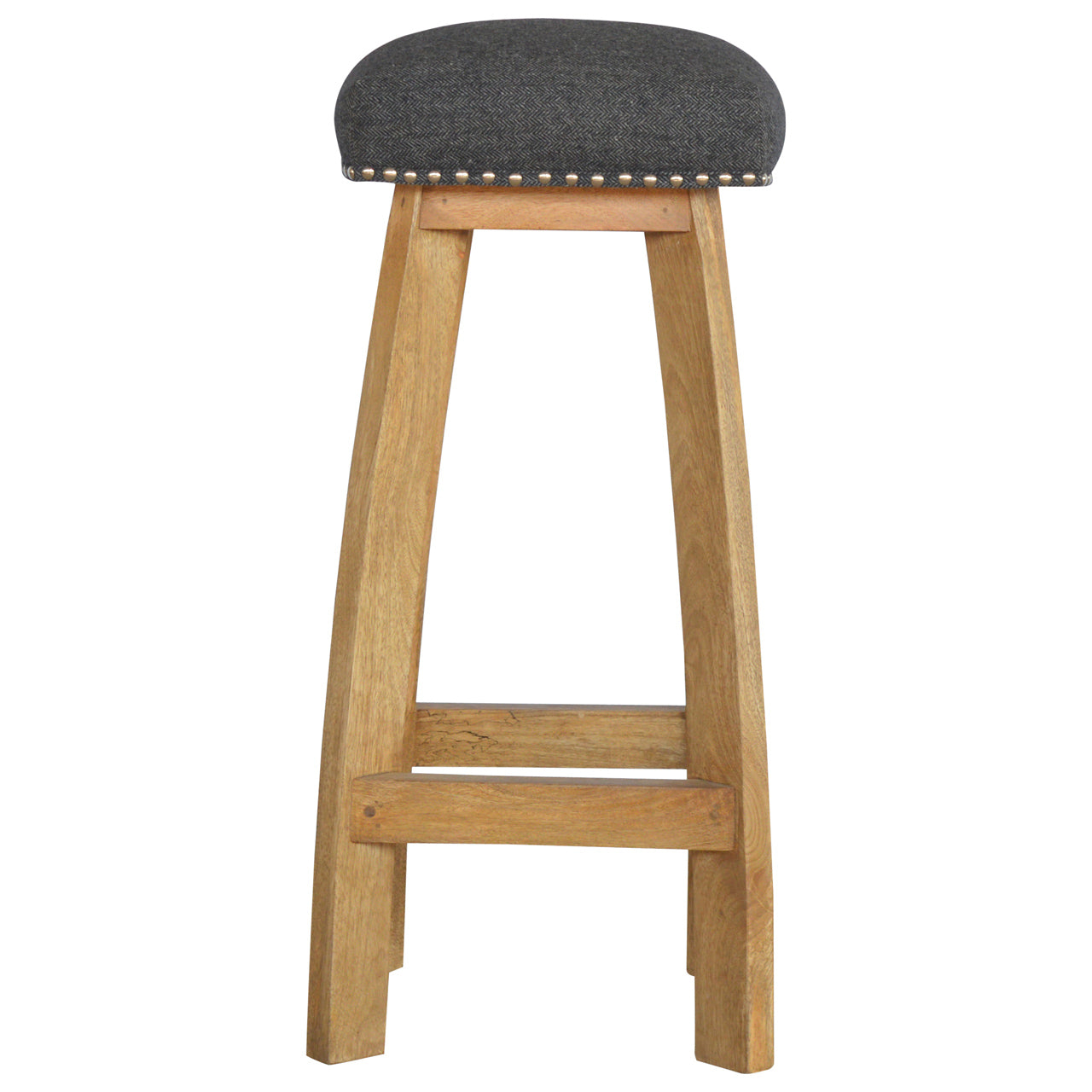 Tabouret noir tweed clouté