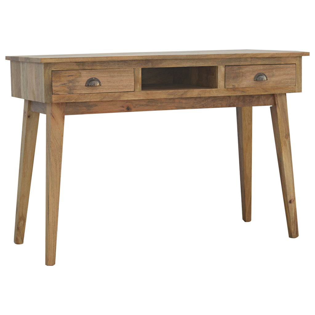 Bureau 2 Tiroirs Poignées Coquillage Chêne