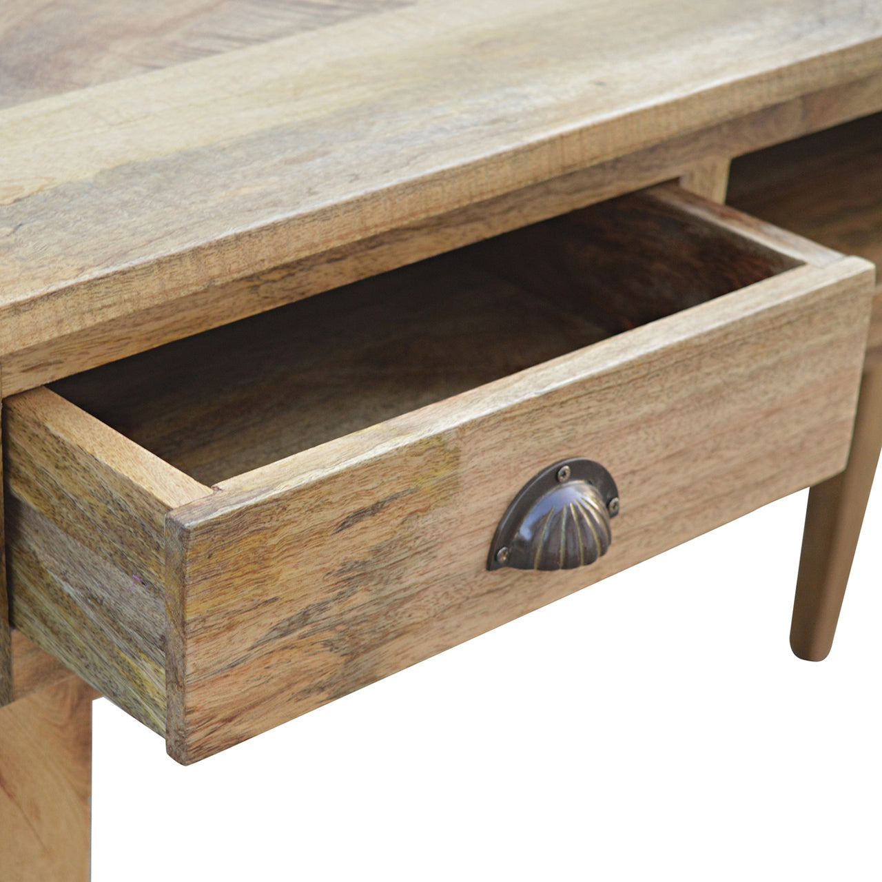 Bureau 2 Tiroirs Poignées Coquillage Chêne