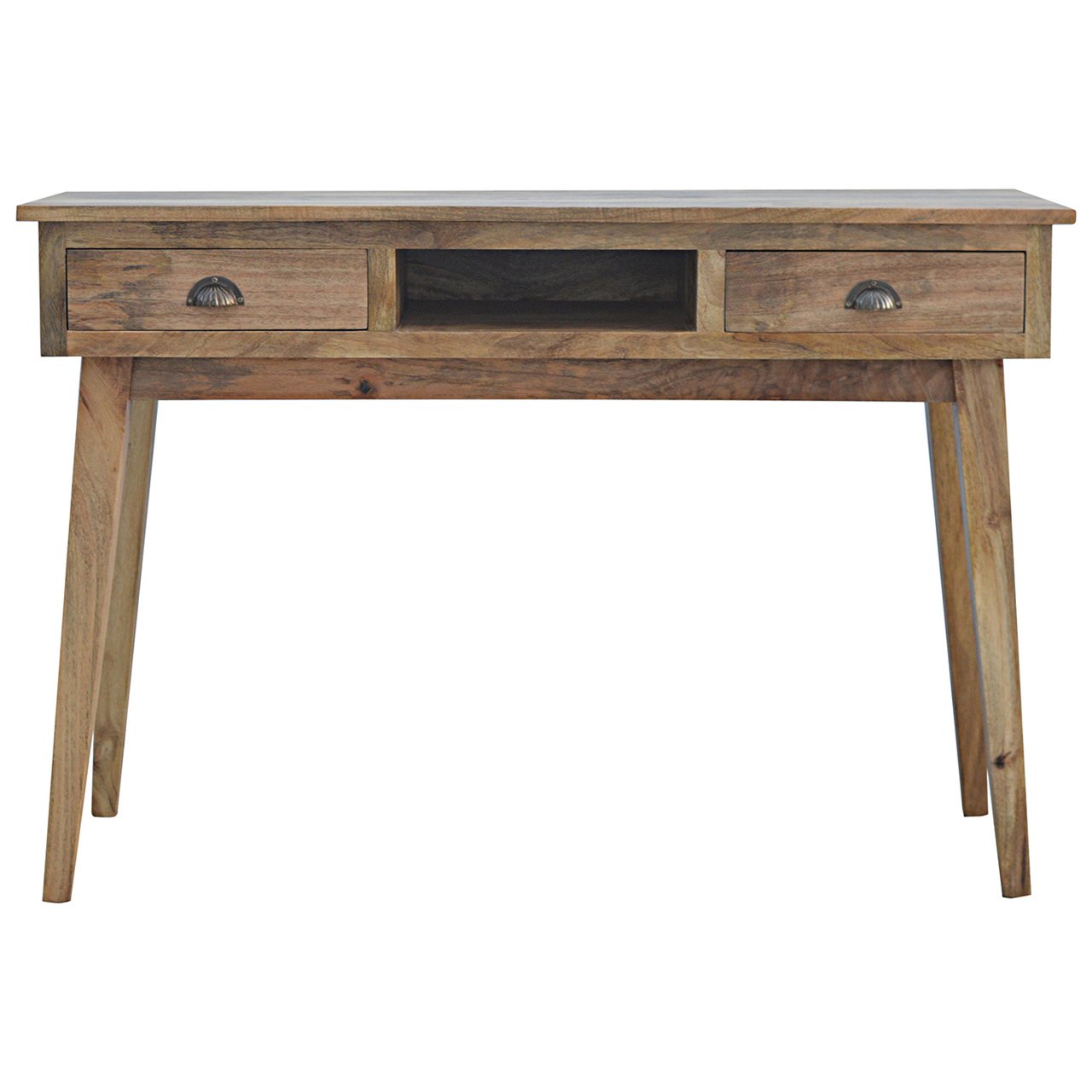 Bureau 2 Tiroirs Poignées Coquillage Chêne