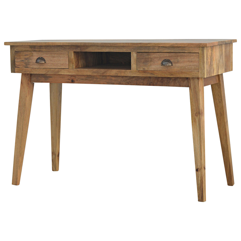 Bureau 2 Tiroirs Poignées Coquillage Chêne