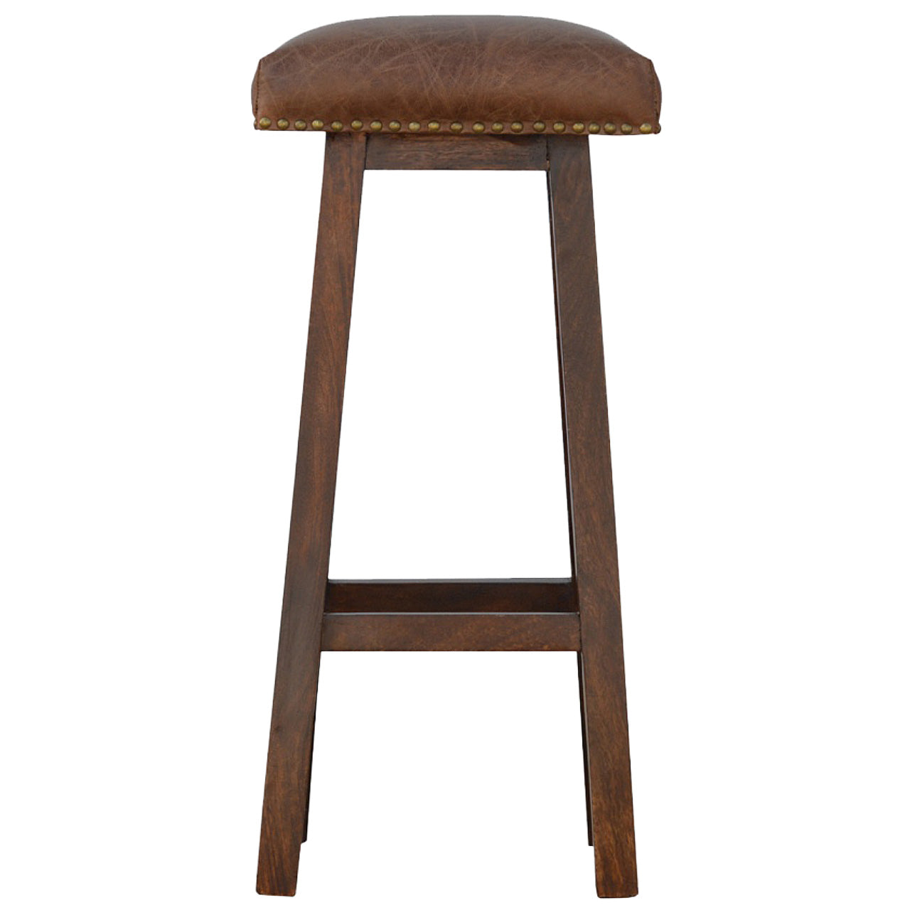 Tabouret buffle laiton cuir