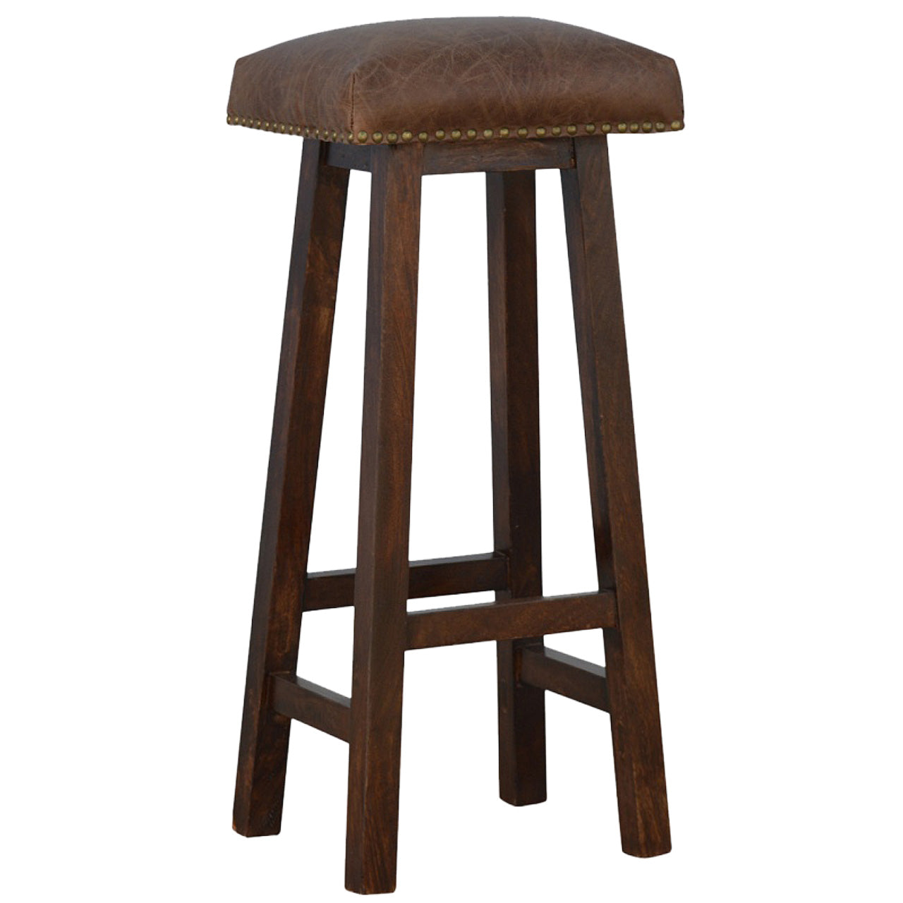 Tabouret buffle laiton cuir