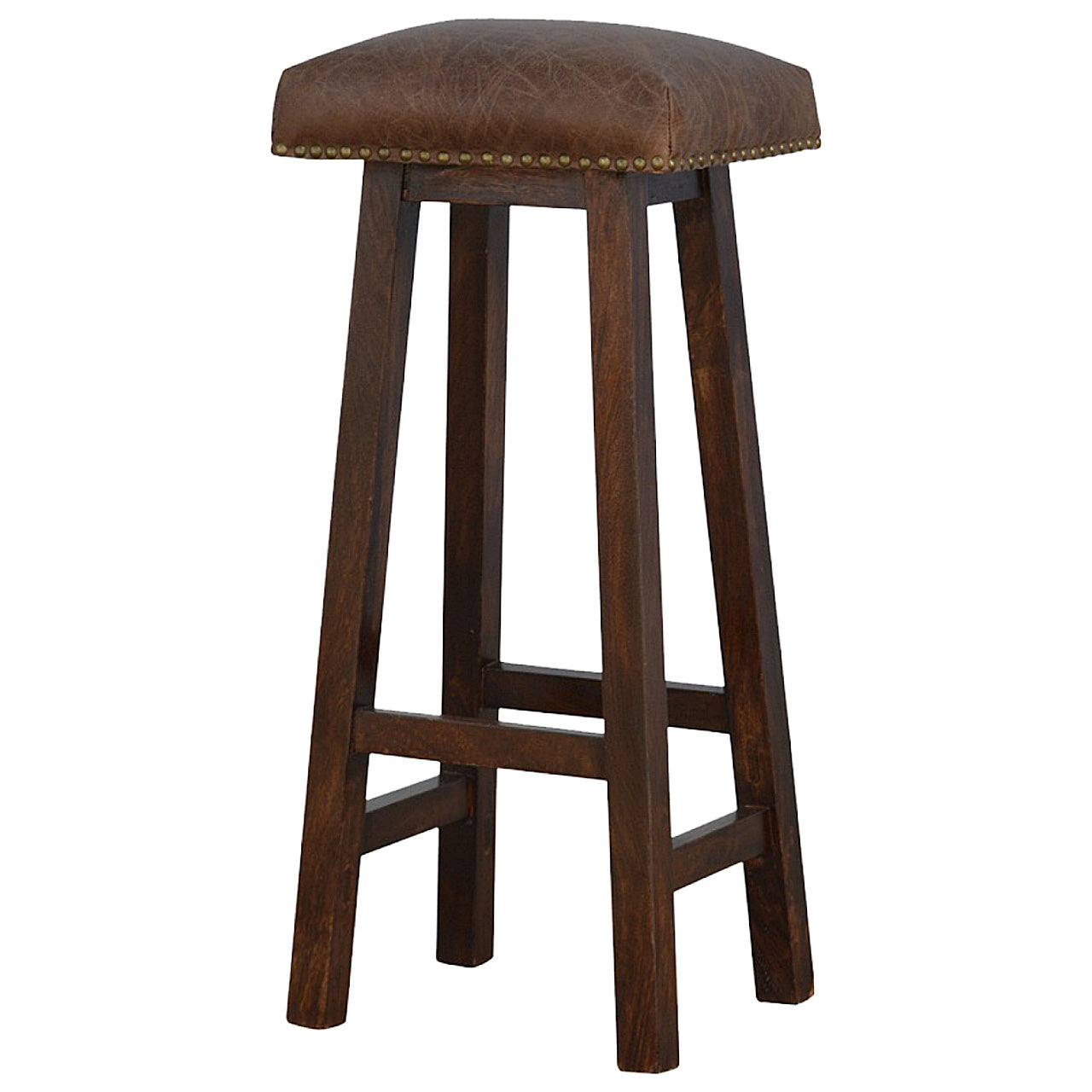 Tabouret buffle laiton cuir