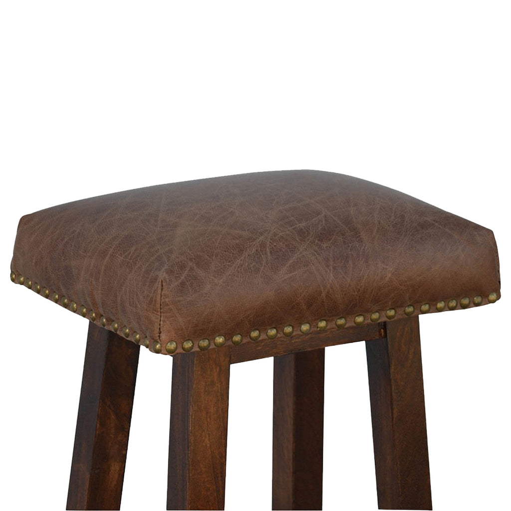 Tabouret buffle laiton cuir