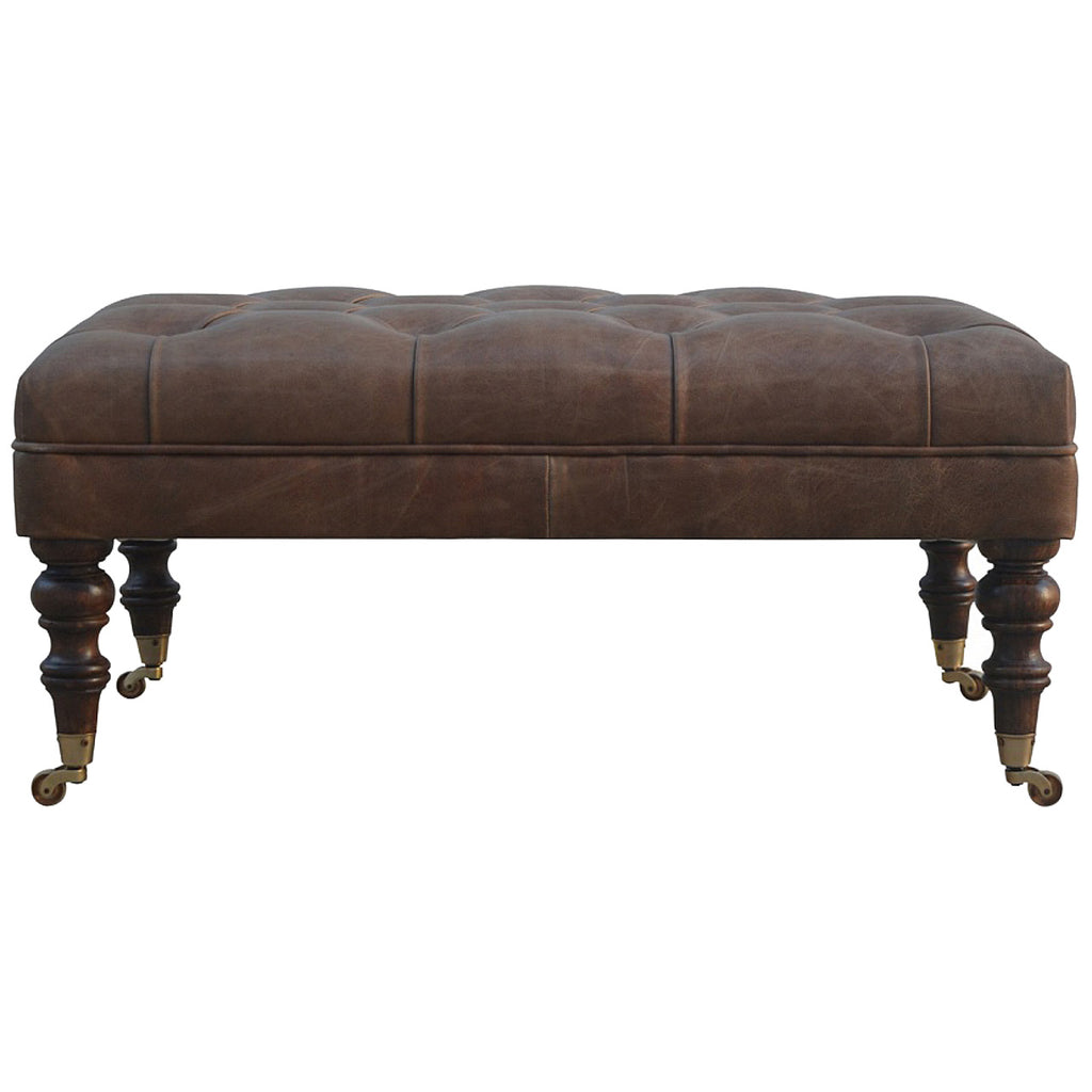 Pouf buffle cuir