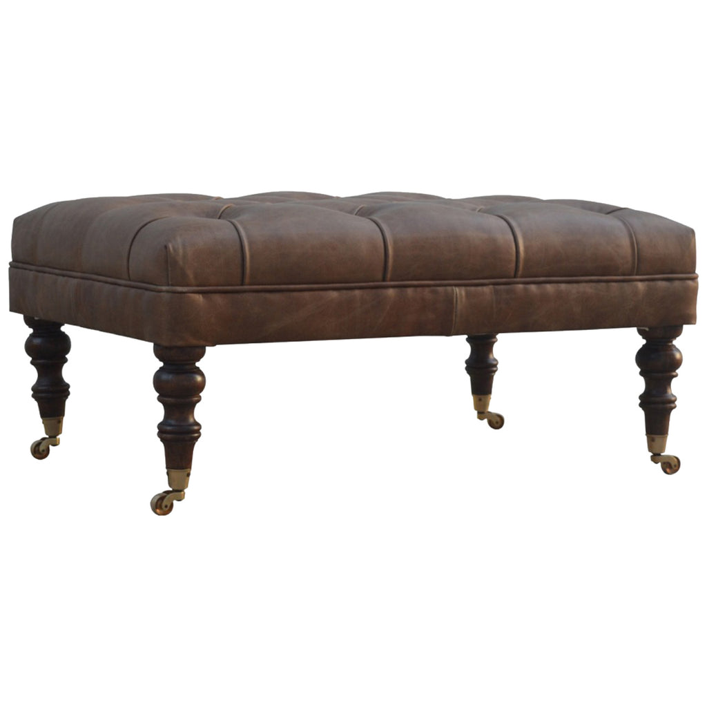 Pouf buffle cuir
