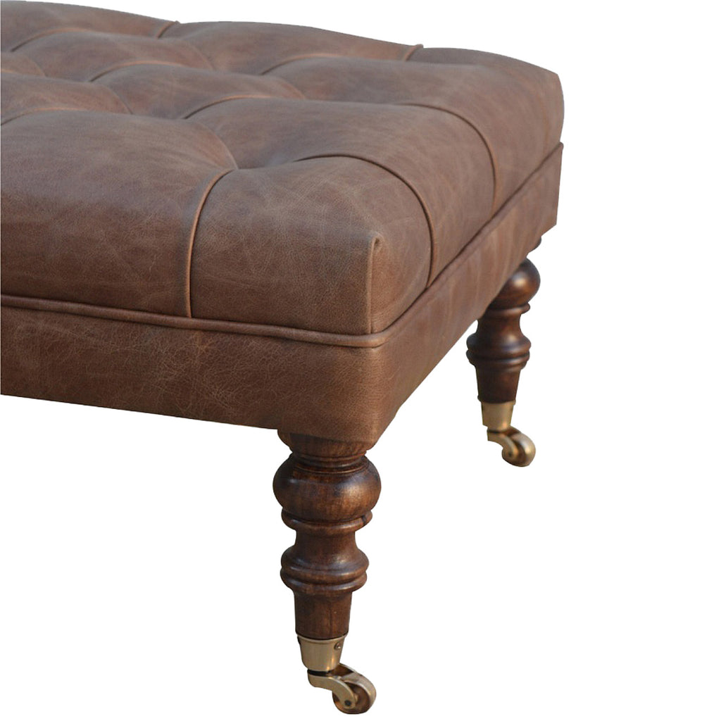 Pouf buffle cuir