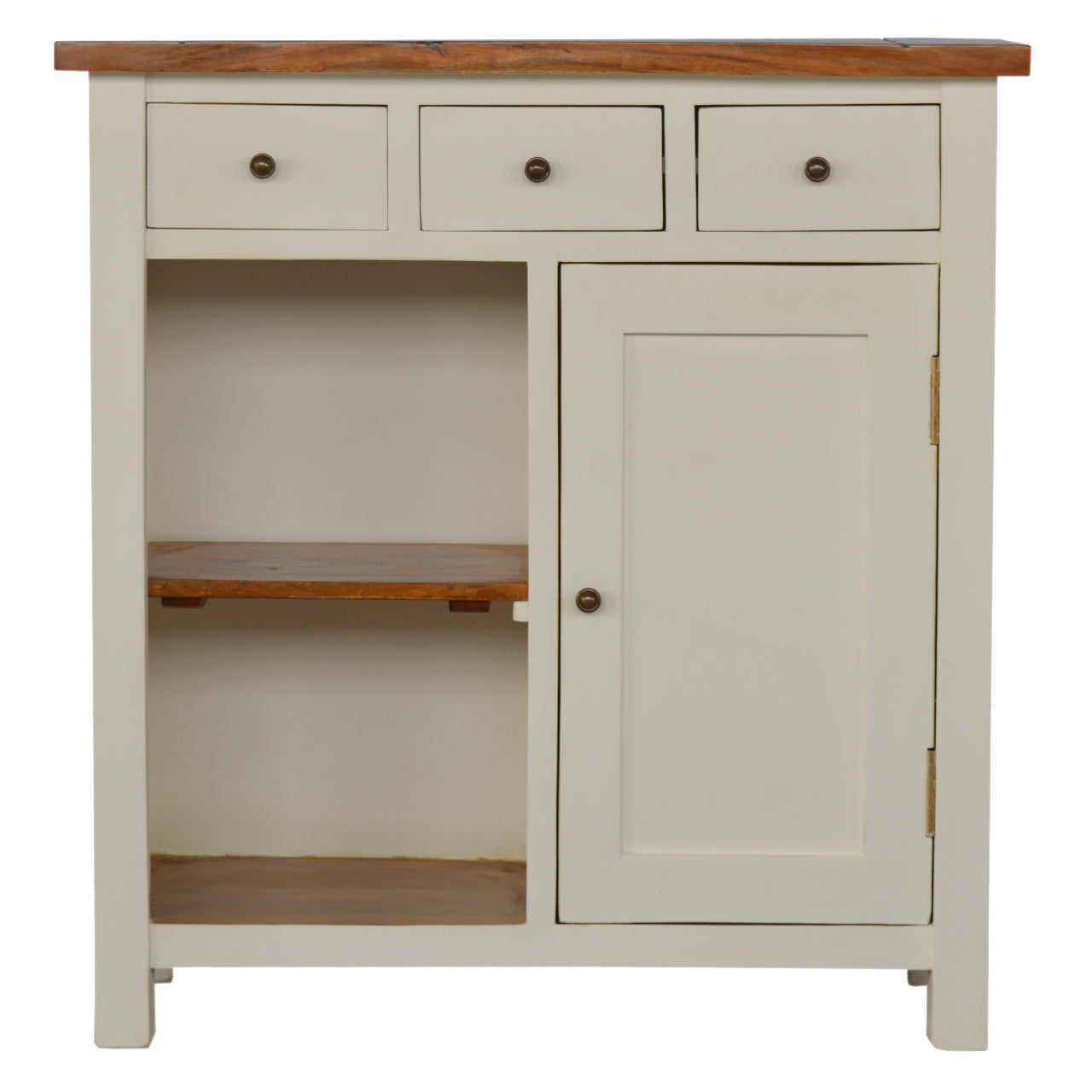 Meuble de Cuisine Bicolore Blanc & Miel 3 Tiroirs