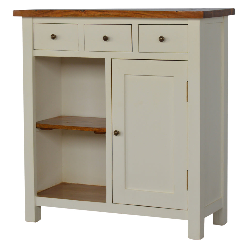 Meuble de Cuisine Bicolore Blanc & Miel 3 Tiroirs