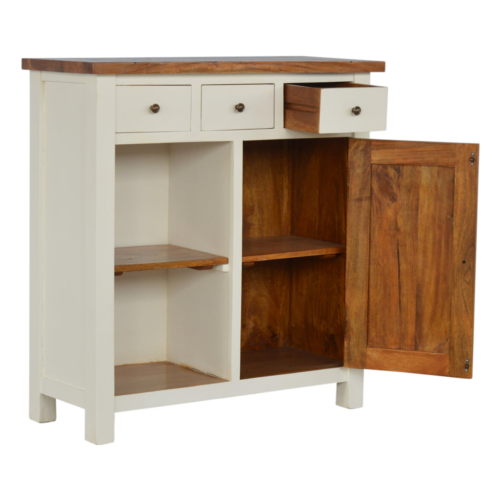 Meuble de Cuisine Bicolore Blanc & Miel 3 Tiroirs