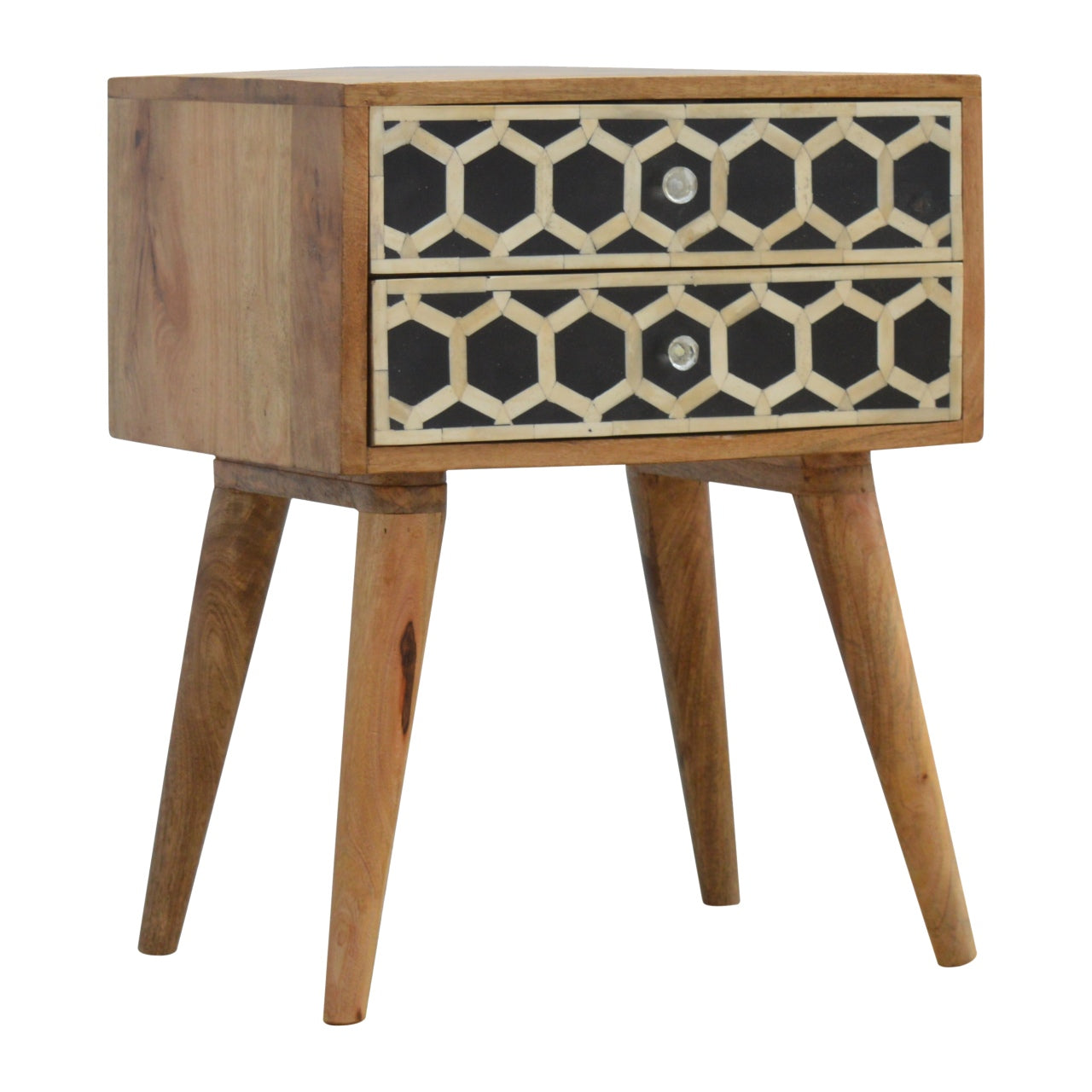 Table de chevet Bone marqueté 2 Tiroirss