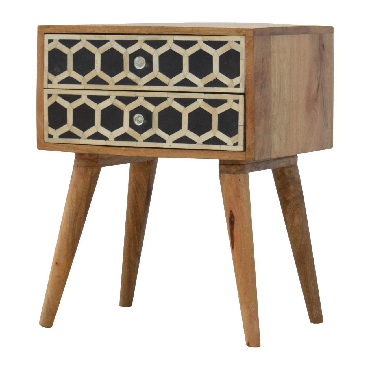 Table de chevet Bone marqueté 2 Tiroirss