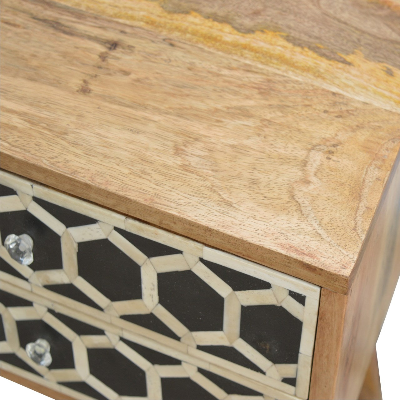 Table de chevet Bone marqueté 2 Tiroirss
