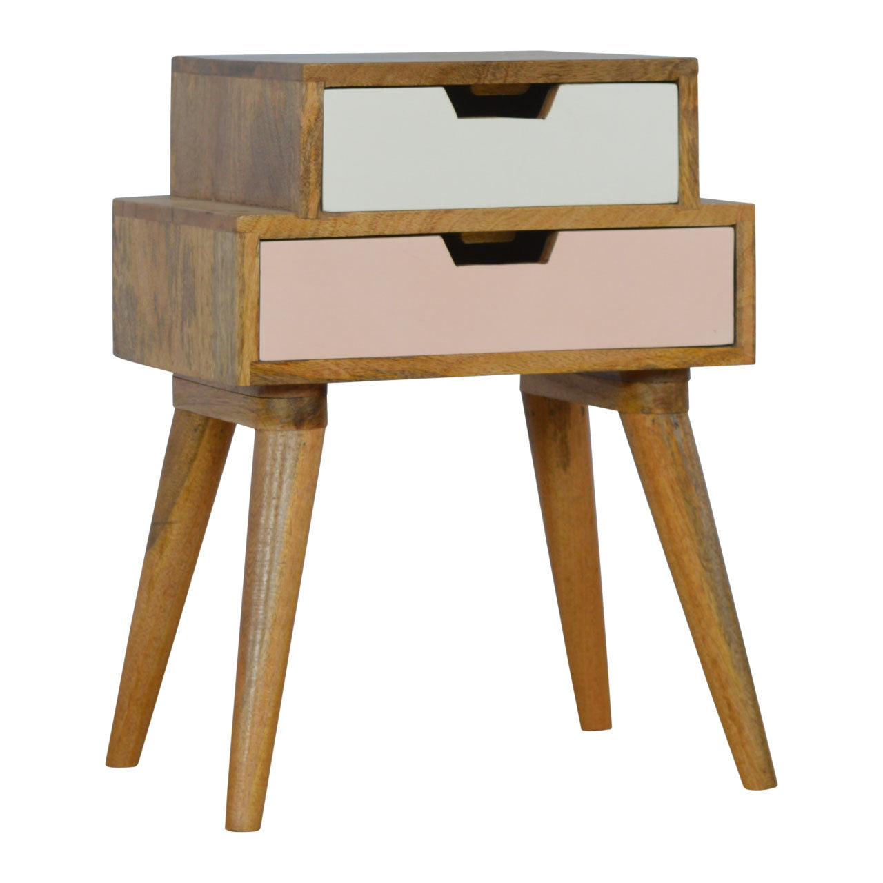 Table de chevet Rose poudré & blanc multi