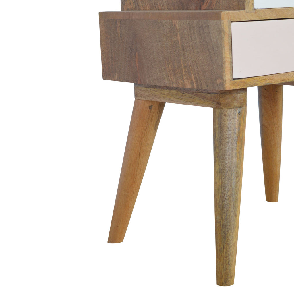 Table de chevet Rose poudré & blanc multi