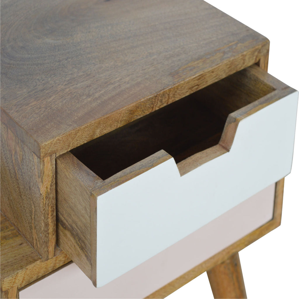 Table de chevet Rose poudré & blanc multi