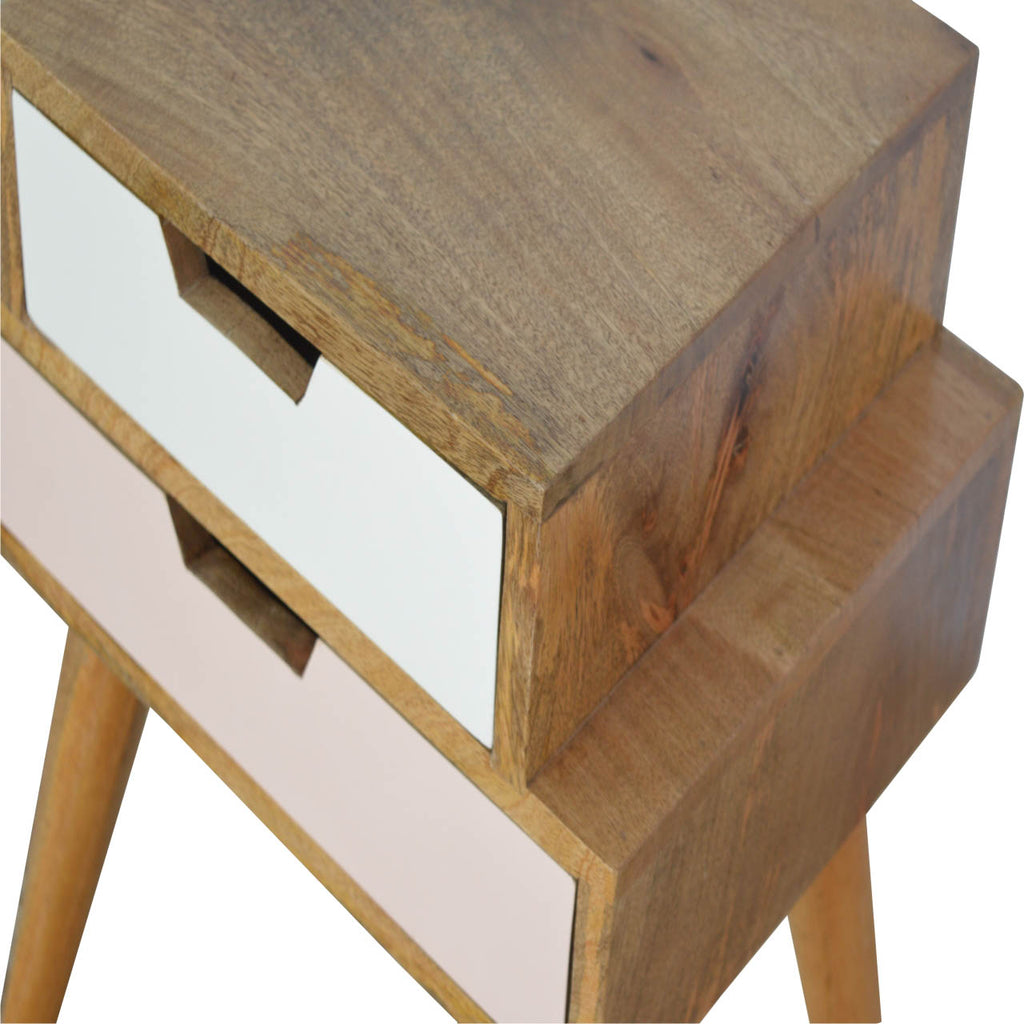 Table de chevet Rose poudré & blanc multi