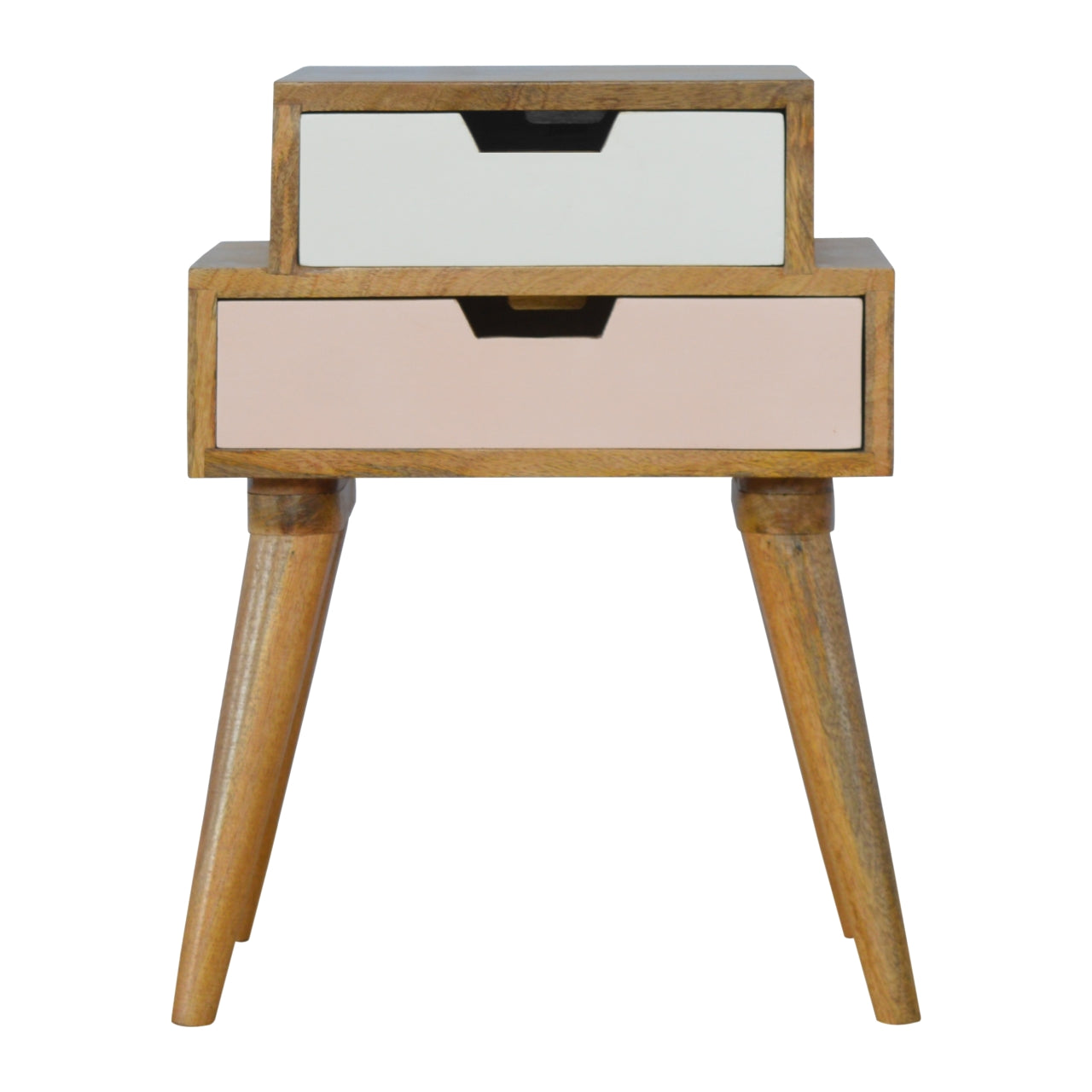 Table de chevet Rose poudré & blanc multi