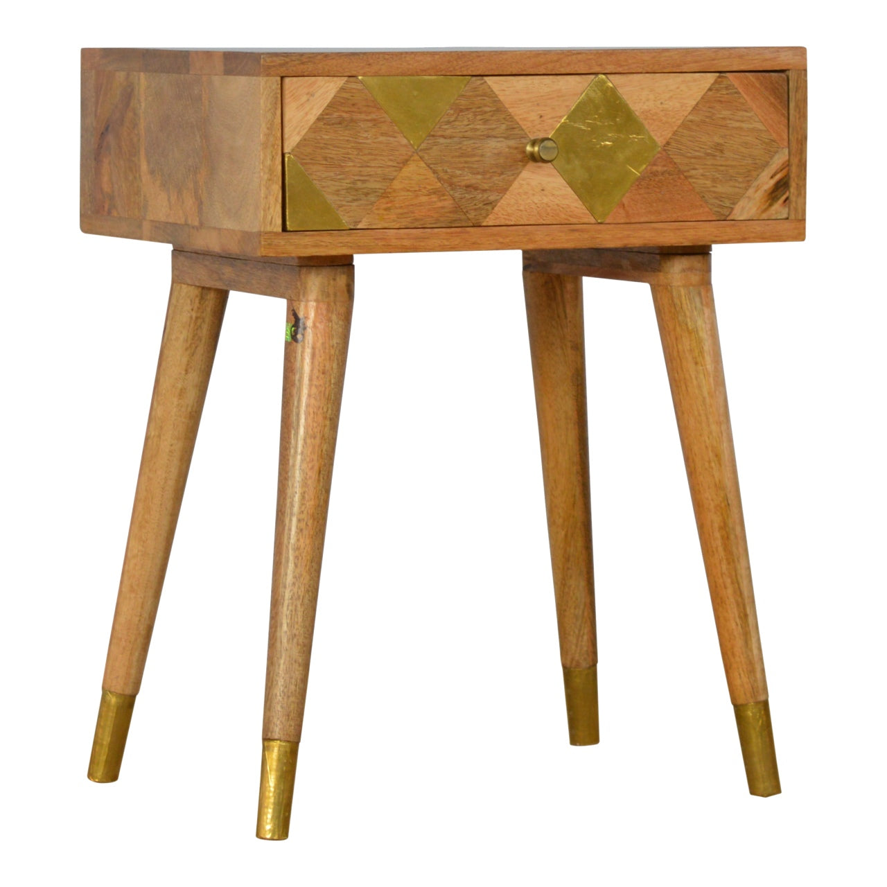 Table de Chevet 1 Tiroir Laiton Doré