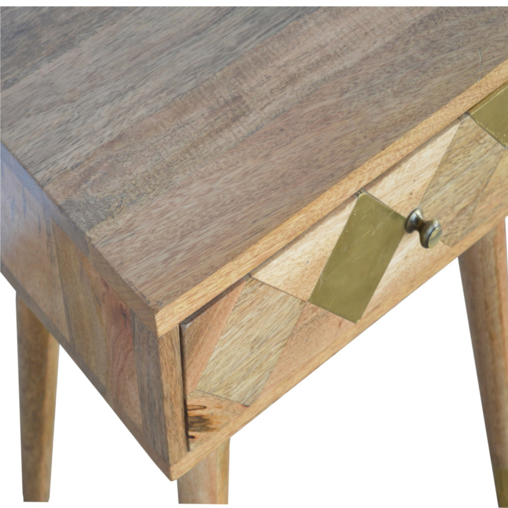 Table de Chevet 1 Tiroir Laiton Doré
