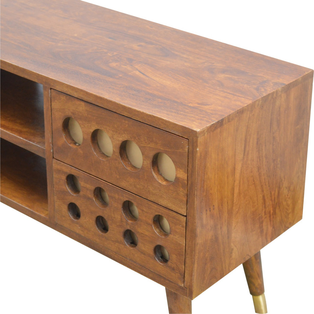 Meuble TV laiton Hole marqueté