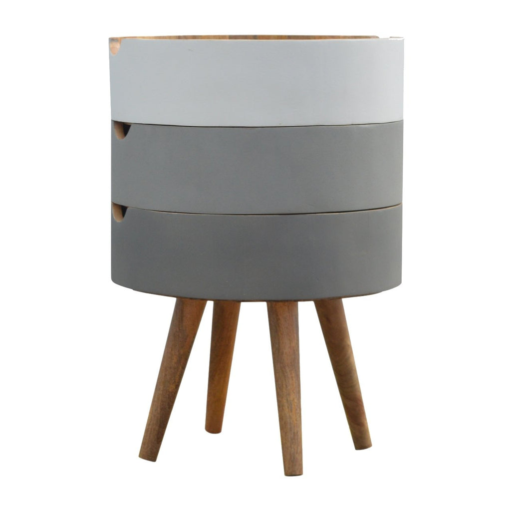 Table de Chevet 3 Tiroirs Cylindriques Gris Peint