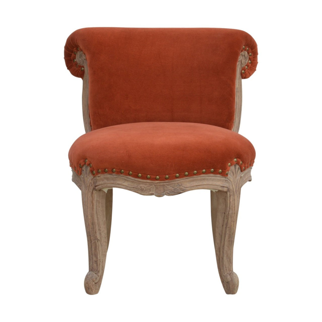 Chaise Rouge Brique velours clouté