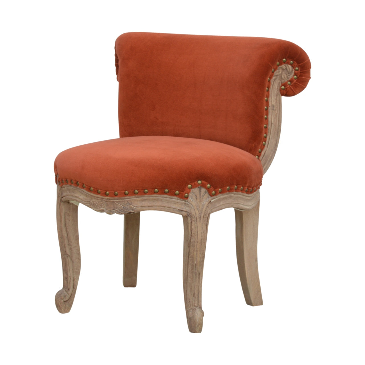 Chaise Rouge Brique velours clouté