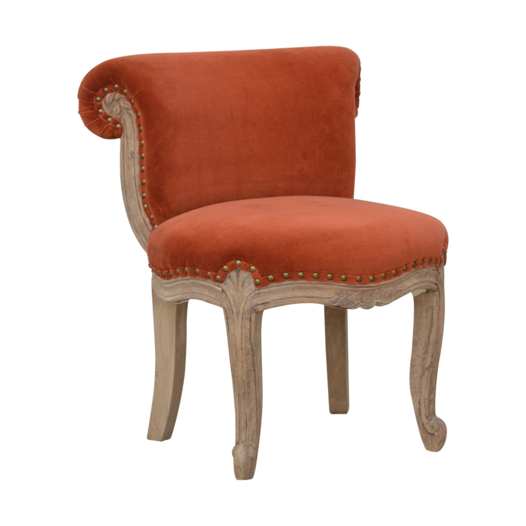 Chaise Rouge Brique velours clouté