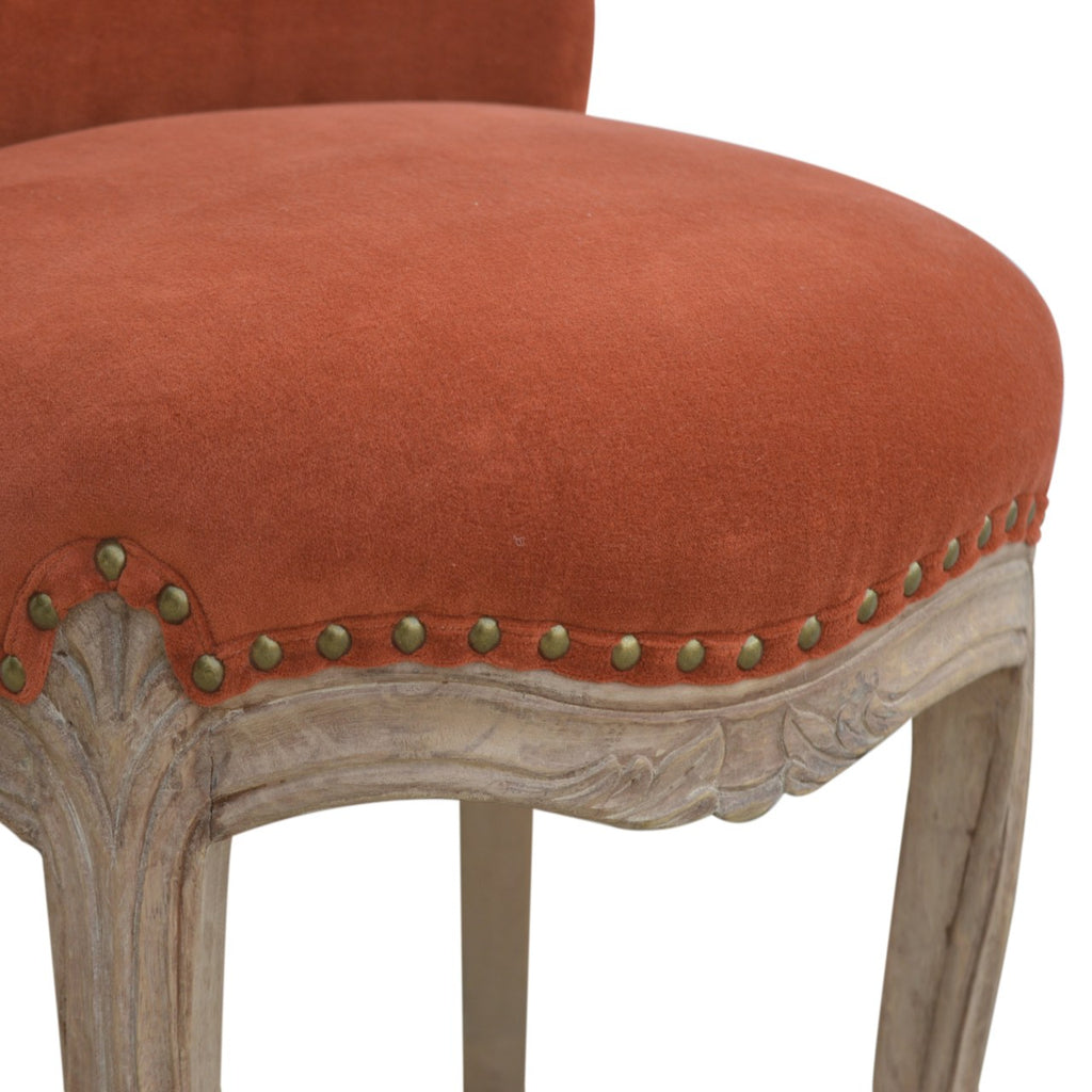 Chaise Rouge Brique velours clouté