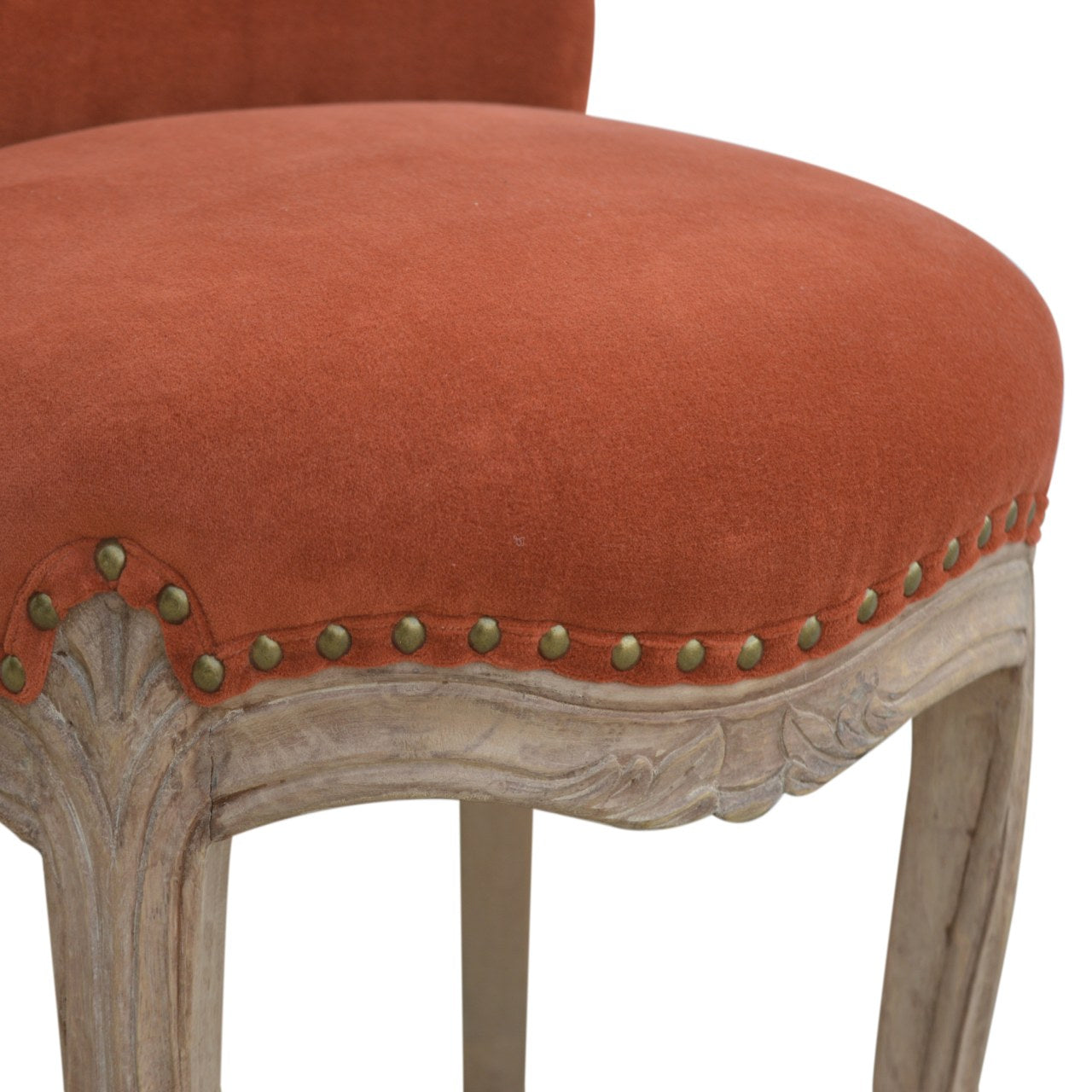 Chaise Rouge Brique velours clouté