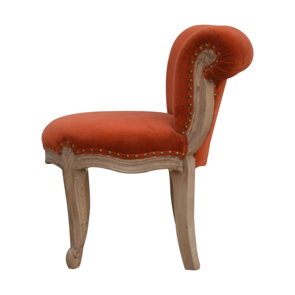 Chaise Rouge Brique velours clouté