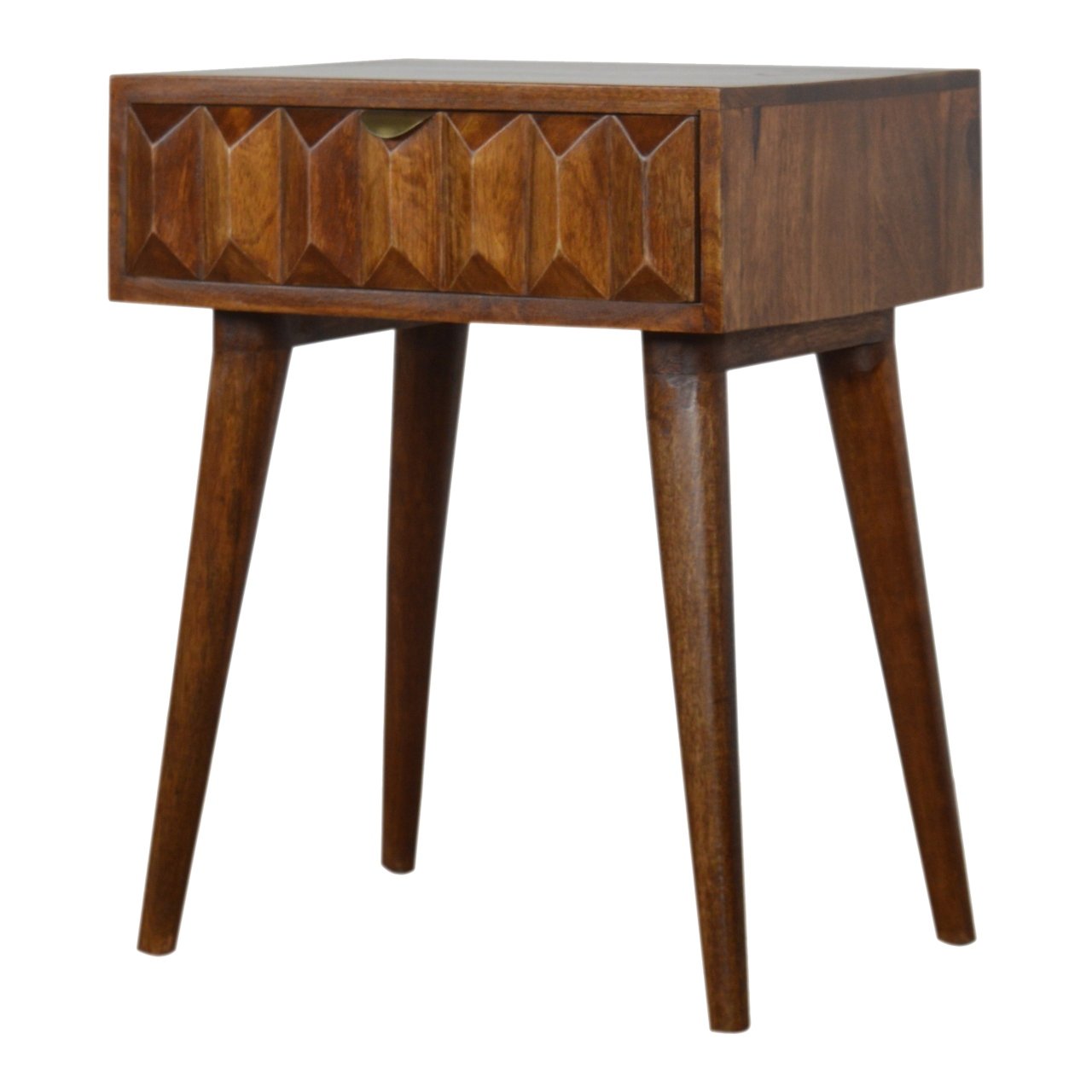 Table de chevet sculpté châtaigne
