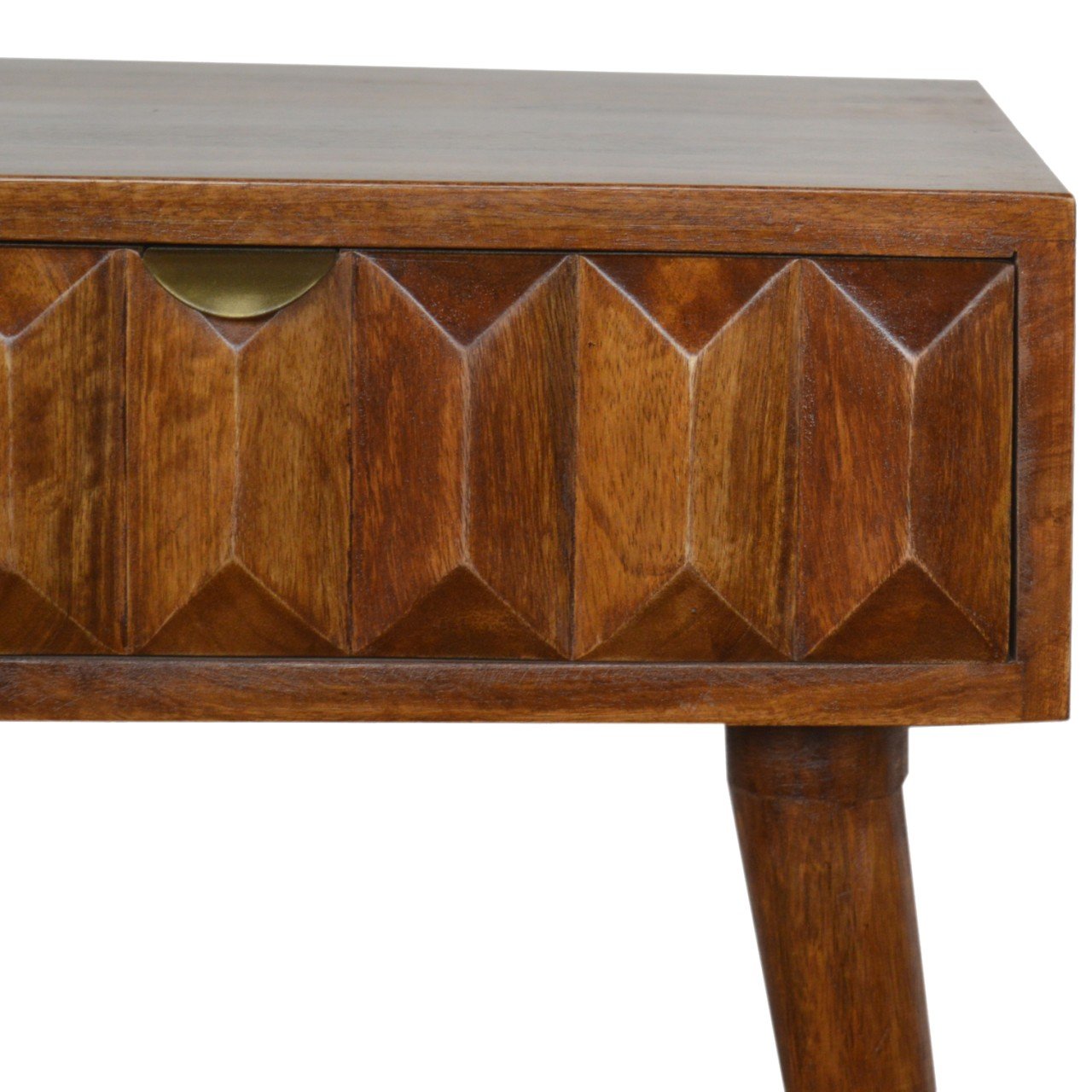 Table de chevet sculpté châtaigne